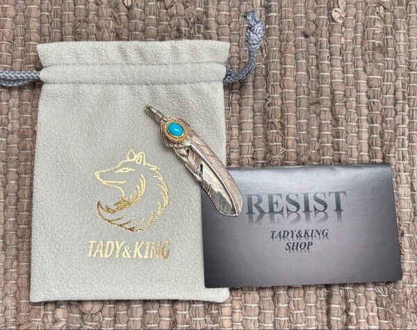 値下げ不可!★TADY&KING ハート SV フェザー 金縄 ターコイズ 特大 右向き 18 金 k タディアンドキング★