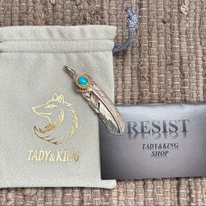最終価格!★TADY&KING ハート SV フェザー 金縄 ターコイズ 特大 右向き 18金 k18タディアンドキング★