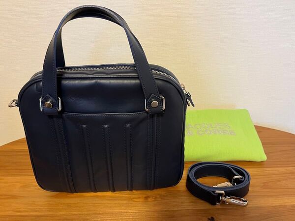 【美品】JACQUES LE CORRE『パリ』ハンドバッグ(ショルダーストラップ付き)
