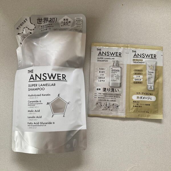 THE ANSWER スーパーラメラシャンプー320ml +12ml×1包 EXグロスヘアトリートメント12g×1包