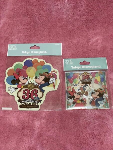ディズニーランド TDL 36周年 記念 ステッカー シール ミッキー ミニー ドナルド デイジー ワッフル バルーン