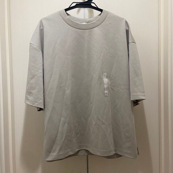 Guタグ付き未使用品ドライワイドTシャツ5部袖 ベージュ レディースL