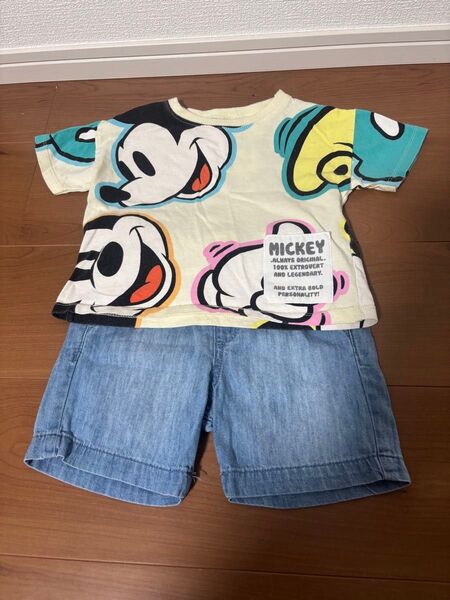 ZARA ミッキー 半袖 Tシャツ 12-18months 86センチ 、H&M 半ズボン デニム EUR92 ショートパンツ