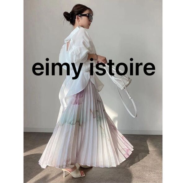 【美品】eimy istoire エイミーイストワール オイル インクアートOil ink art シアープリーツスカート ロング