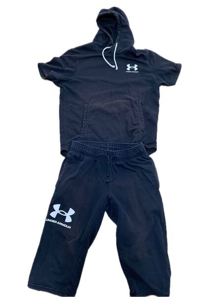アンダーアーマー 半袖 七分丈パンツ UAライバルテリー 1384819-001 UNDER ARMOUR 上下セット M