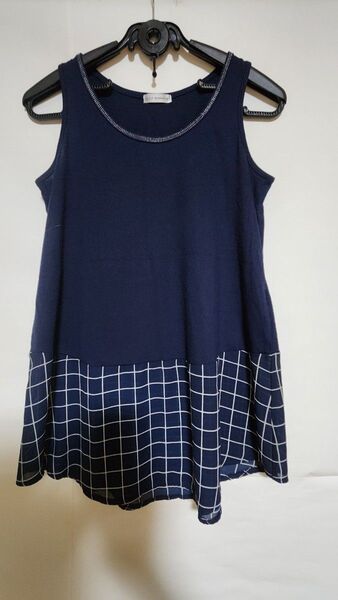a.v.vノースリーブトップス チェック柄 ネイビー