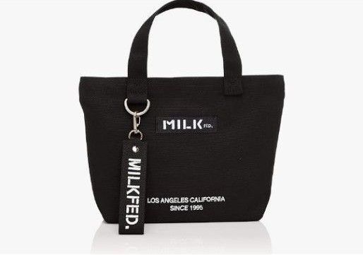 新品MILKFED. ロゴチャームランチトートバッグ サブ エコ ミルクフェド 黒