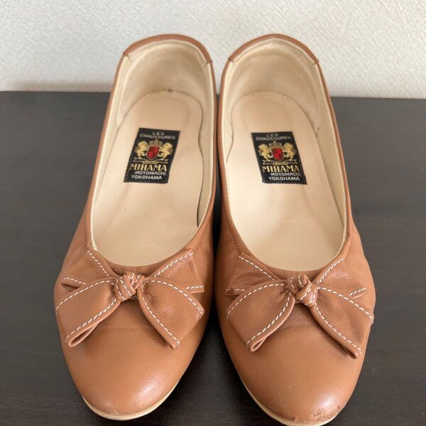 横浜元町ミハマ ウエッジソールのパンプス25.0 キャメル