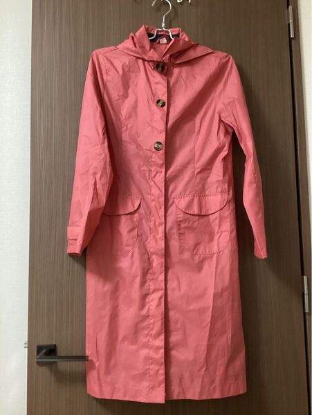 レディース フード付きレインコート 長袖 Lサイズ カッパ 雨具
