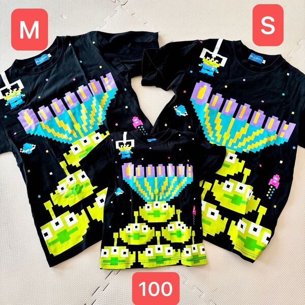【美品】ディズニーリゾート 親子Tシャツ 半袖 トイストーリー エイリアンリトルグリーンメン 100 MS