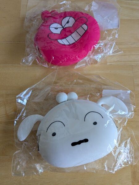 未使用品 クレヨンしんちゃん シリコン がま口財布 2点セット ワニ山 シロ