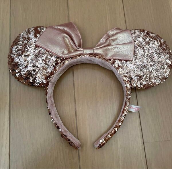 ディズニー ミニーマウス スパンコールカチューシャ ローズゴールド