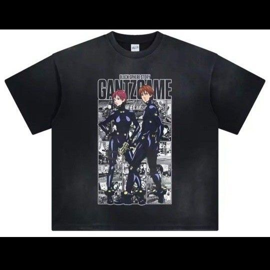 GANTZ グラフィック Tシャツ ブラックグレー L