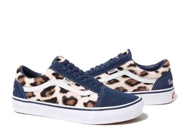 supreme vans old school ネイビー 27.5 バンズ シュプリーム レオパード