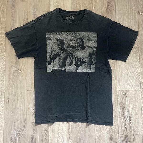 ブラック グラフィックプリント 2PAC snoop dogラップTシャツ