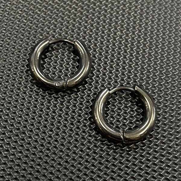 フープリングピアス 両耳ペア ブラック 8mm サージカルステンレス