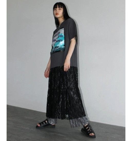 RADIATE×OKIRAKUグラフィックプリントレースドッキングワンピース ヤマダヤ