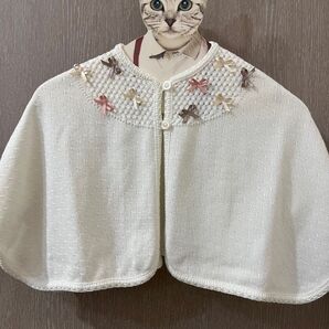 TOCCA BAMBINI クロッシェリボンケープ ベビーキッズポンチョ ホワイト 白 フォーマル セレモニー トッカ バンビーニ