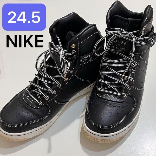 【24.5】NIKE AIR FEATHER HI PRM MID ナイキエアフェザー ハイプレミアム スニーカー ブラック 黒