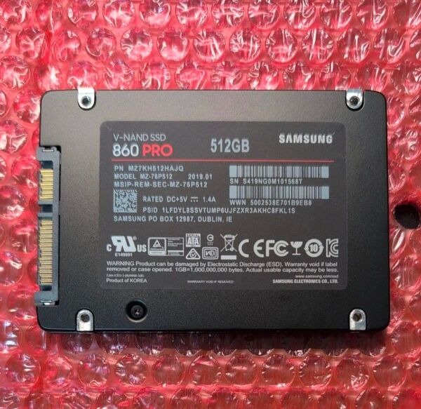 【正常判定品】SAMSUNG 860 PRO 512GB 2.5インチ SATA SSD