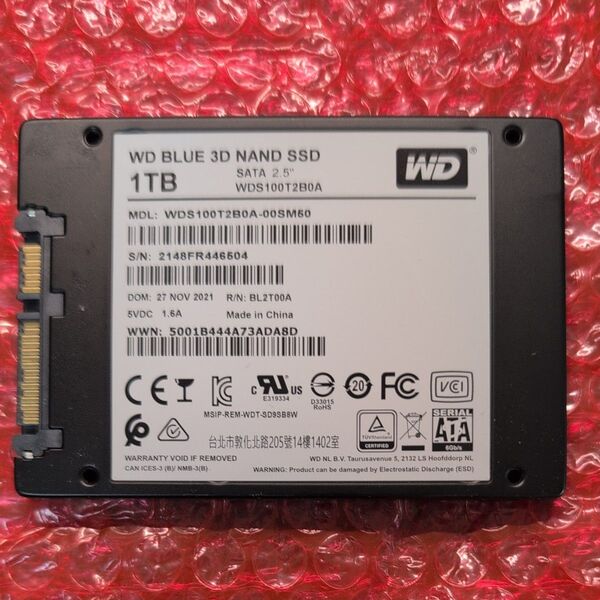 【正常判定品】WD Western Digital BLUE 3D NAND 1TB 2.5インチ SATA SSD