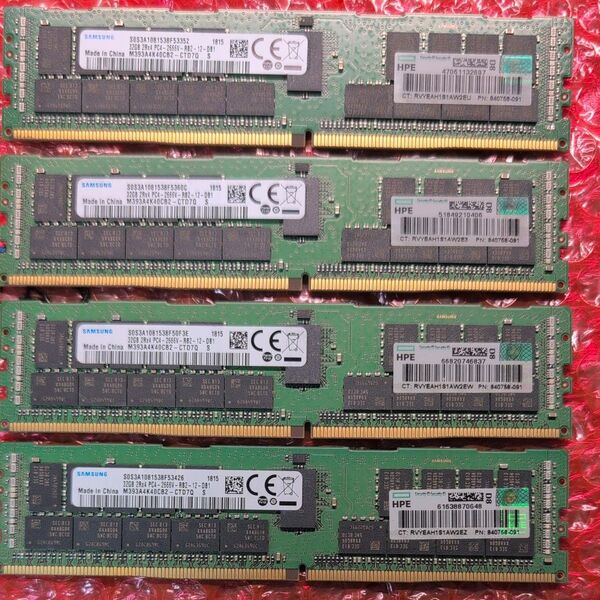 【4枚/128GB】HPE SAMSUNG 32GB PC4-2666 ECC Registered RDIMM DDR4