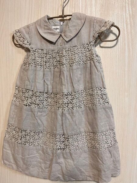 110cm familiar 綿麻 ワンピース レース