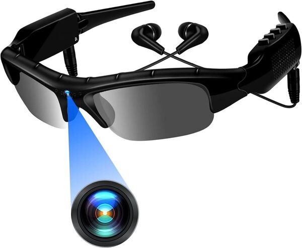 小型ビデオカメラ アクションカメラ サングラスカメラ 【HD1080P 3時間録画 256GBカード対応 Bluetooth