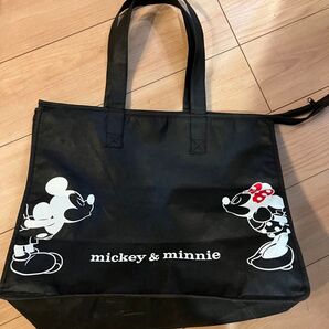 ディズニー ミッキー&ミニー エコバック トートバッグ 黒 ブラック