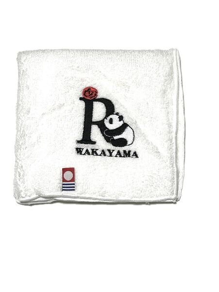 今治タオルハンカチ パンダ刺繍 和歌山 イニシャルR