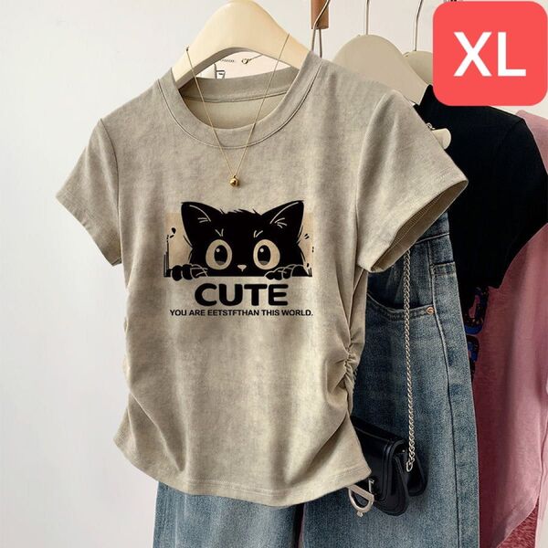半袖tシャツ レディース トップス 半袖 プリント 夏 薄手 猫柄 SLUD030