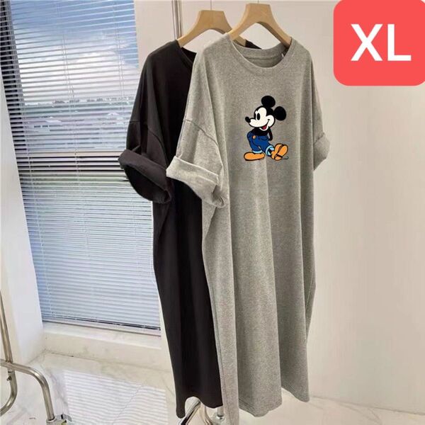 Tシャツワンピース レディース 夏 ゆったり 半袖 英文字 ロングSLWA086
