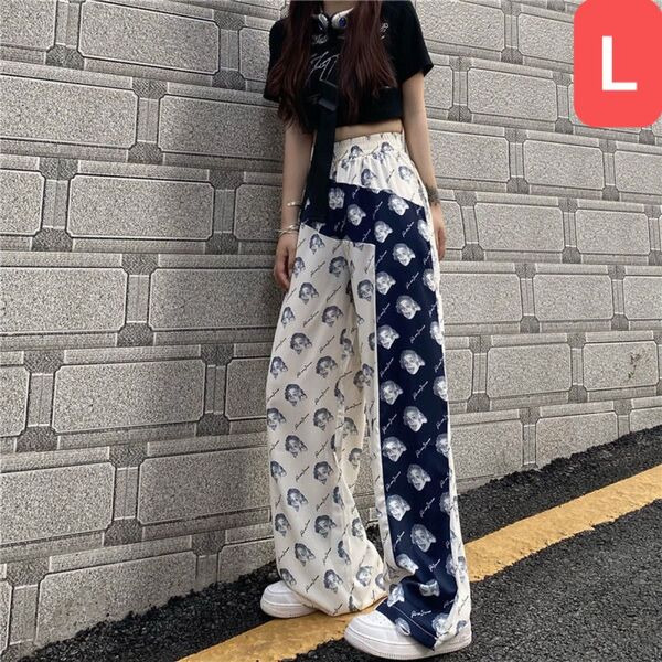 レディース ワイドパンツ 春夏 ゆったり 薄手 カジュアル 総柄 可愛 ボトムス ウエストゴム SLTA026