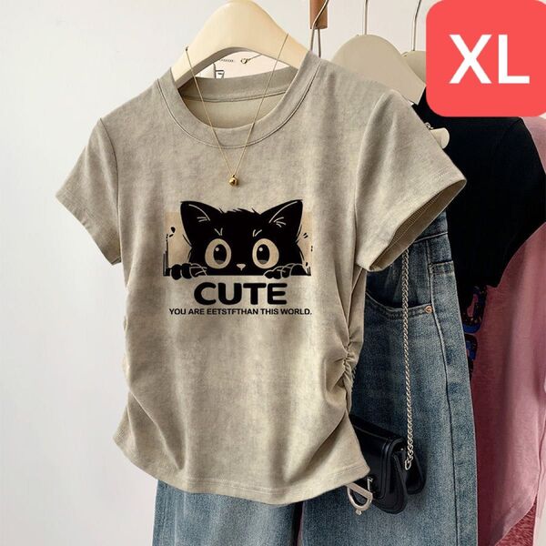 半袖tシャツ レディース トップス 半袖 プリント 夏 薄手 猫柄 SLUD030