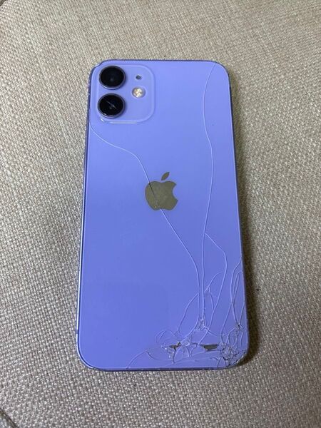 【ジャンク扱い】iPhone 12 mini パープル 本体のみ/動作確認OK/背面割れあり
