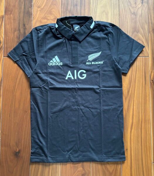 【新品】 adidas ALL BLACKS アディダス オールブラックス ラグビーシャツ 黒 ブラック ユニフォーム M (S)