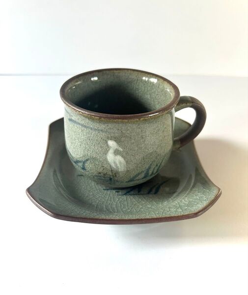 有田焼 杏土 カップ&ソーサー 貫入デザイン コーヒー 茶器 生活雑貨