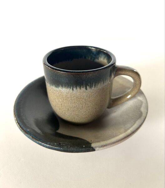 民陶 早良焼 コーヒーカップ ソーサー デミタス 陶器 1客 珈琲碗皿