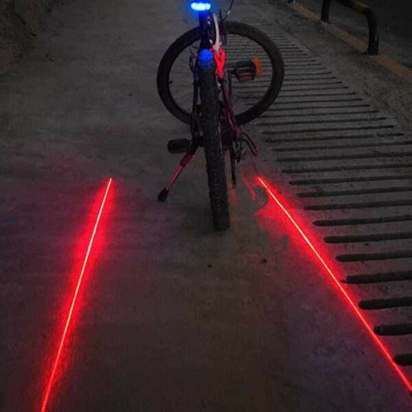 LED クイックフラッシュ 自転車 並列ライン テールライト レーザー 青 ブルー レッド695812