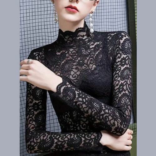 レディース スタンドカラー 長袖 レース トップス ドレッシー フォーマル ドレスアップ タイト136731