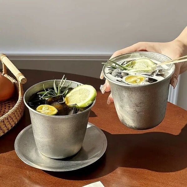 2個セット アウトドア用 ステンレスカップ 食洗機対応 お洒落 シンプル 無骨 350ml945917