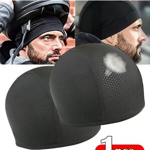 バイク用 通気性ヘルメット ライニング キャップ 速乾性クール ブラック788646