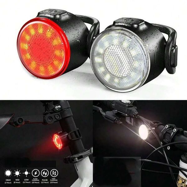 充電式LED 自転車ヘッドライト 赤テールライト217692
