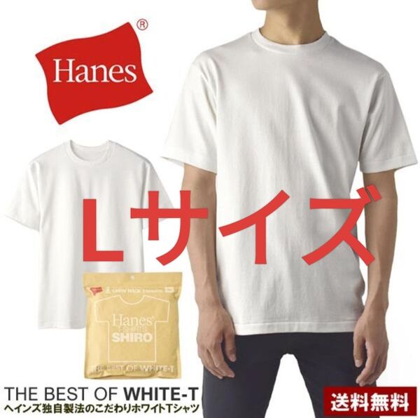 Lサイズ ヘインズ【SHIRO】クルーネックTシャツ 半袖 コットン100% HM1-X201 Tシャツ 丸首