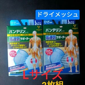 Lサイズ★バンテリンサポーター 膝サポーター【高通気 メッシュ】1枚入× 2個 大きめ バンテリンコーワ ひざ専用 サポーター