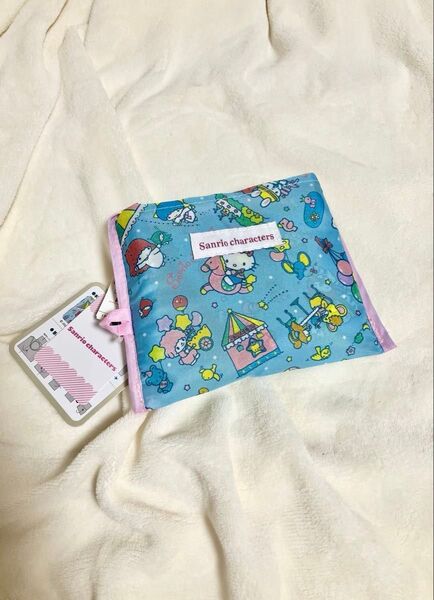 値下!人気完売品★サンリオキャラクターズ エコバッグ いちご新聞 アベイル 青 ブルー