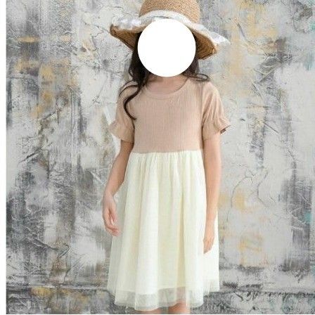 半袖 ワンピース 150cm 韓国子供服 Bee ベージュ ホワイト 120cm 130cm 140cm 夏物