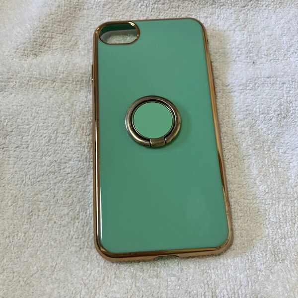 iPhoneSEスマホケース バンカーリング付き ミントグリーン