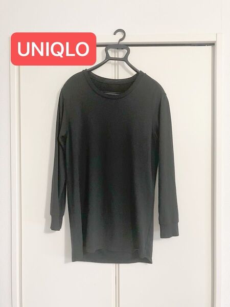 ユニクロ 極暖 ヒートテック 長袖Tシャツ クルーネック ロンT メンズ M 黒 ブラック