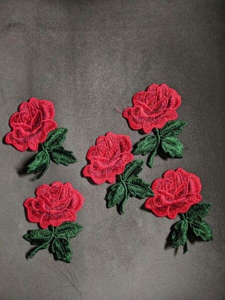 5点セット 薔薇 バラ パッチ ワッペン 刺繍 ハンドメイド アップリケ